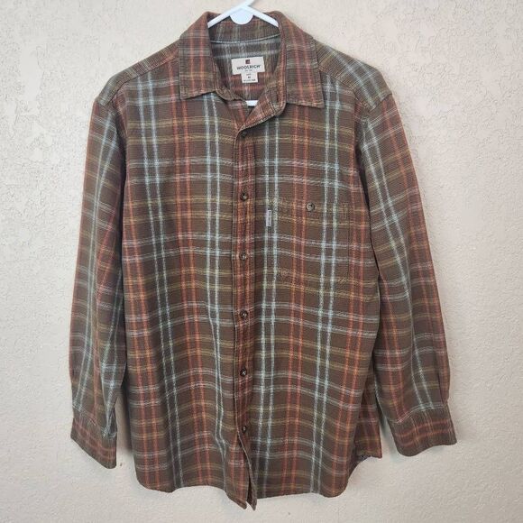 Woolrich Brown Plaid Medium Weight Button Down Shirt Men's Medium (4054) - Picture 1 of 7
